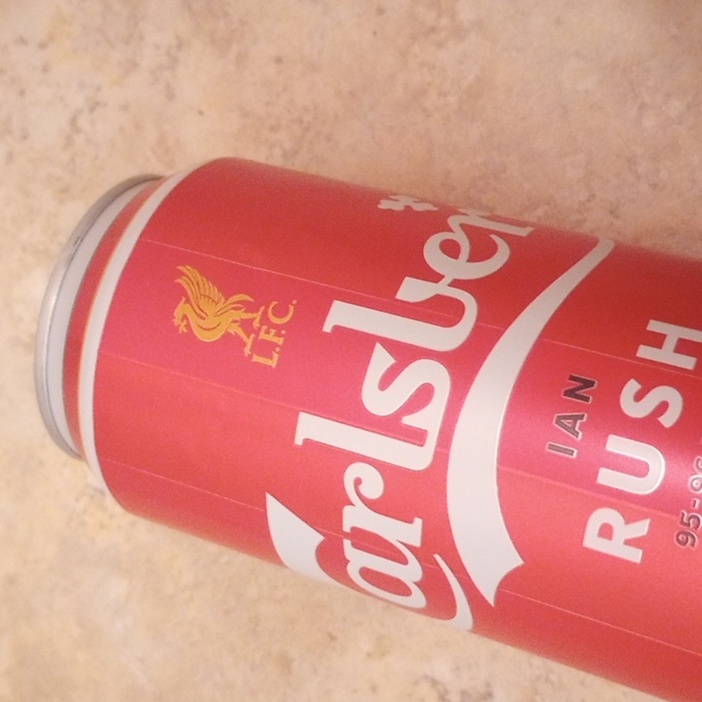 SET OF FOUR (4) Carlsberg LFC Ian Rush No. 9 Celebration Empty Can EUC